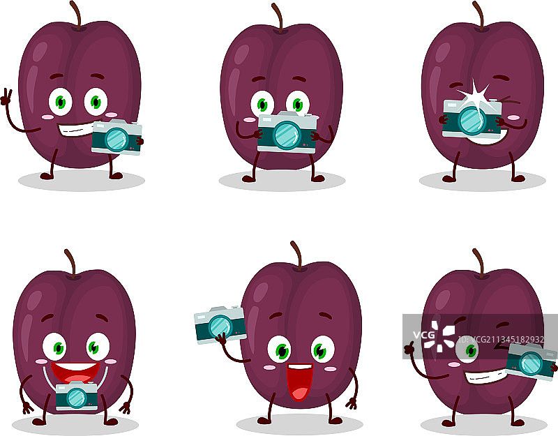 摄影师职业表情与梅花卡通形象图片素材