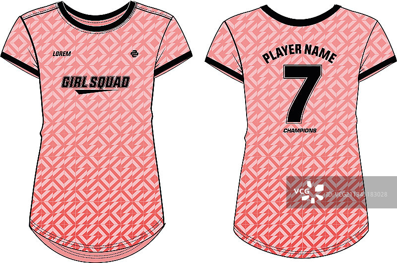 女士运动圆领T恤设计图片素材