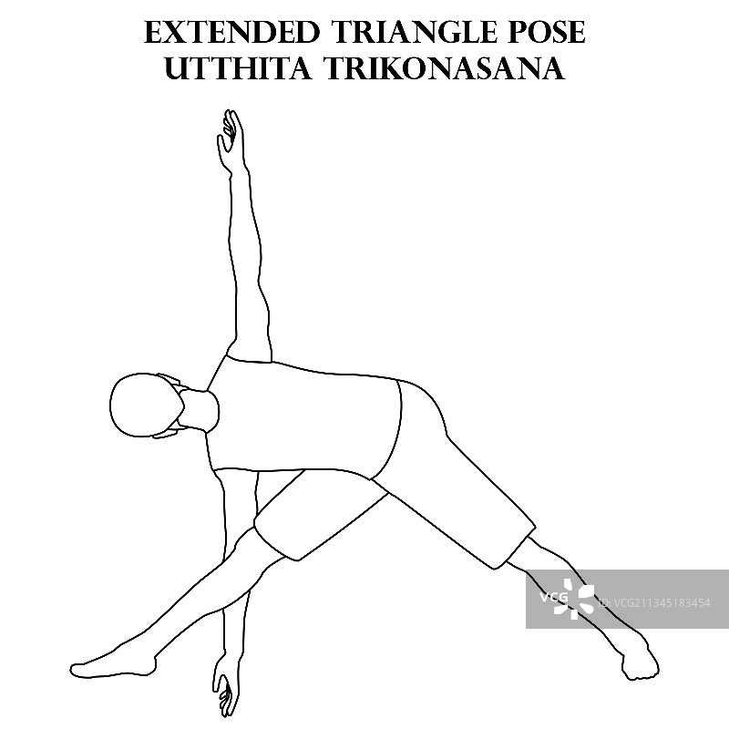 伸展三角式瑜伽锻炼图片素材