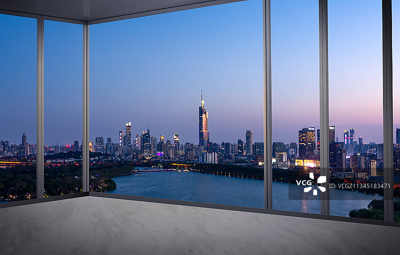 窗外城市风光平台图片素材