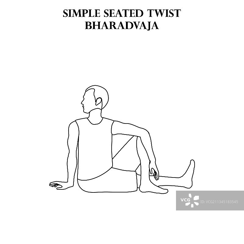 简易坐姿扭转瑜伽锻炼男人图片素材