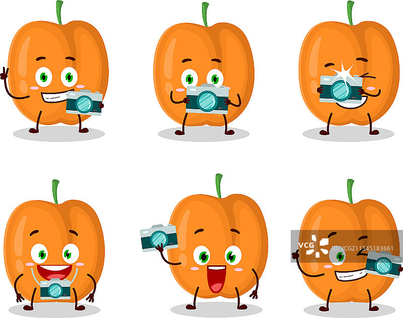 摄影师职业表情符号与杏子图片素材