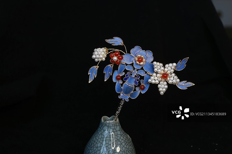 中国古代古风仿点翠发簪图片素材