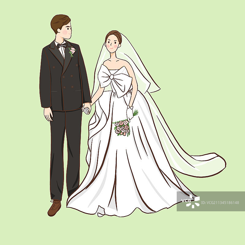 婚礼情侣人物插画元素图片素材