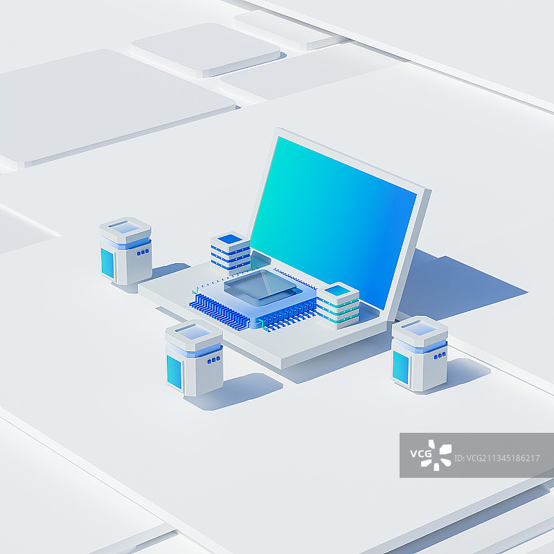3D等轴风格互联网科技元素插图图片素材