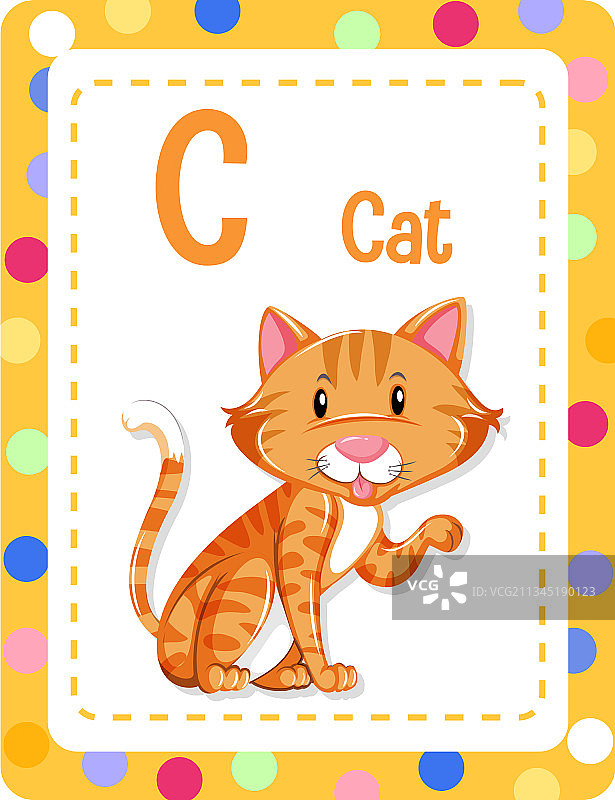 字母C猫咪闪卡图片素材