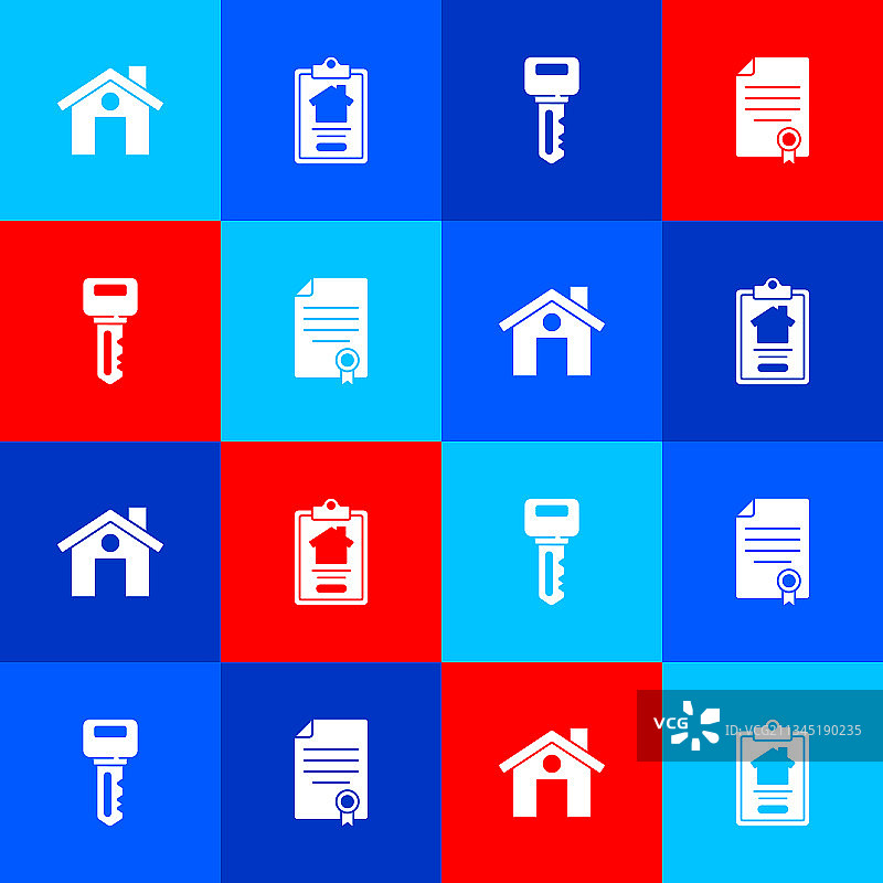 房屋合同钥匙图标组合图片素材