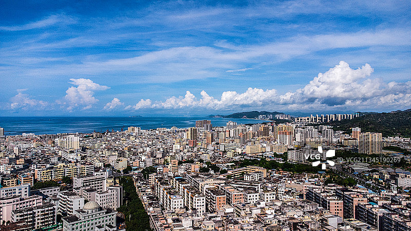 广东省汕尾城区城市全景航拍图片图片素材