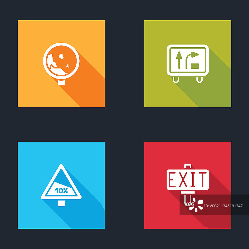 道路落石警告交通标志与陡坡图片素材