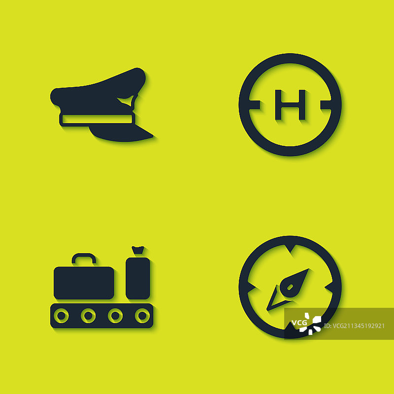 飞行员帽子指南针传送带套装图片素材