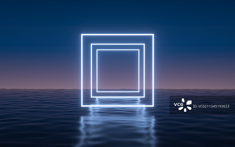 海平面方形光线科技背景图片素材