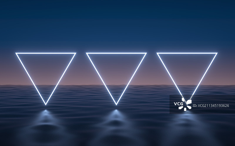 海平面三角形光线科技背景图片素材