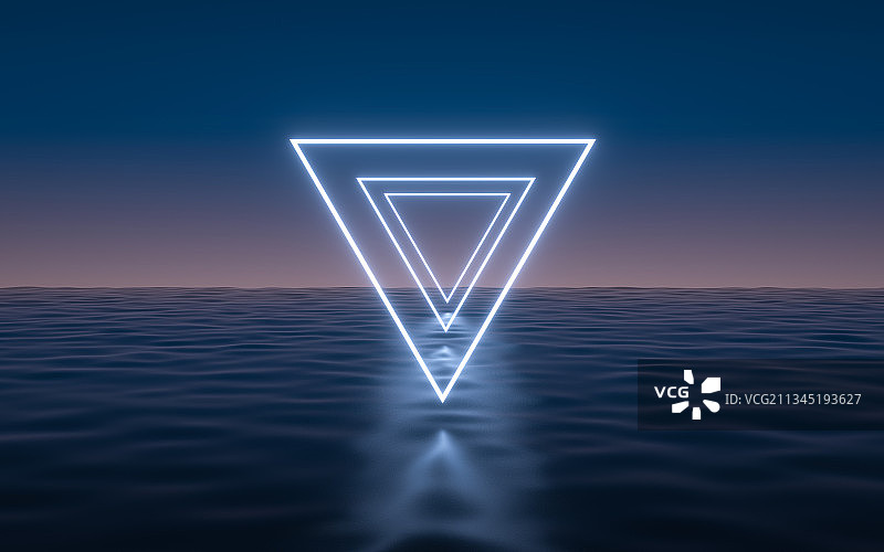 海平面三角形光线科技背景图片素材