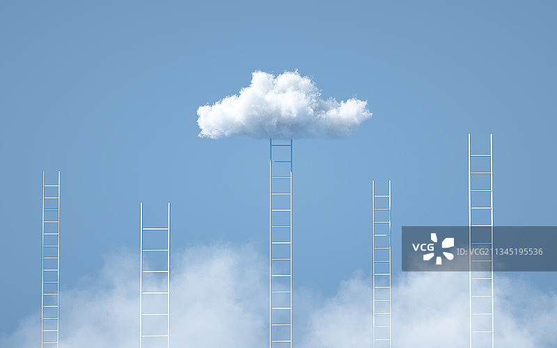 白云梯子三维图形背景图片素材