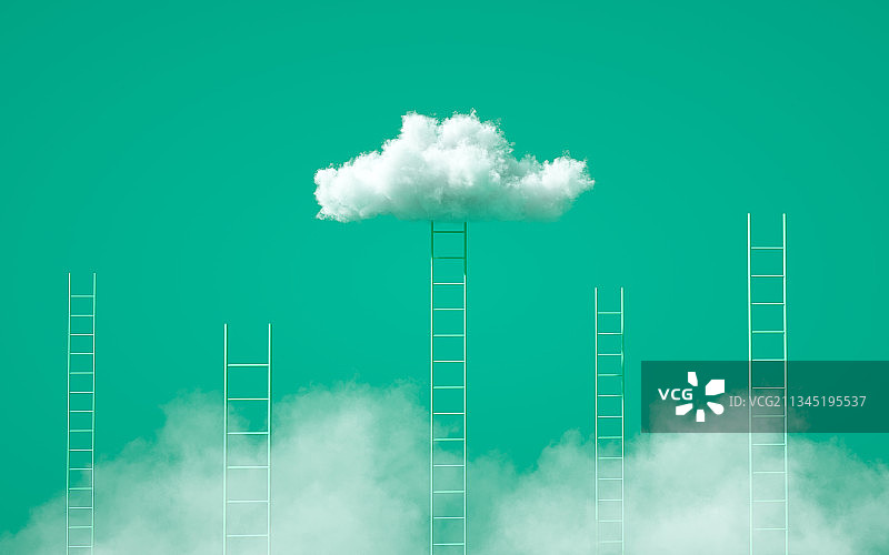 白云梯子三维图形背景图片素材
