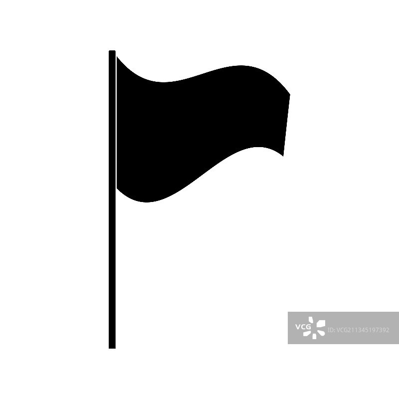白色背景上的黑色旗帜剪影图片素材