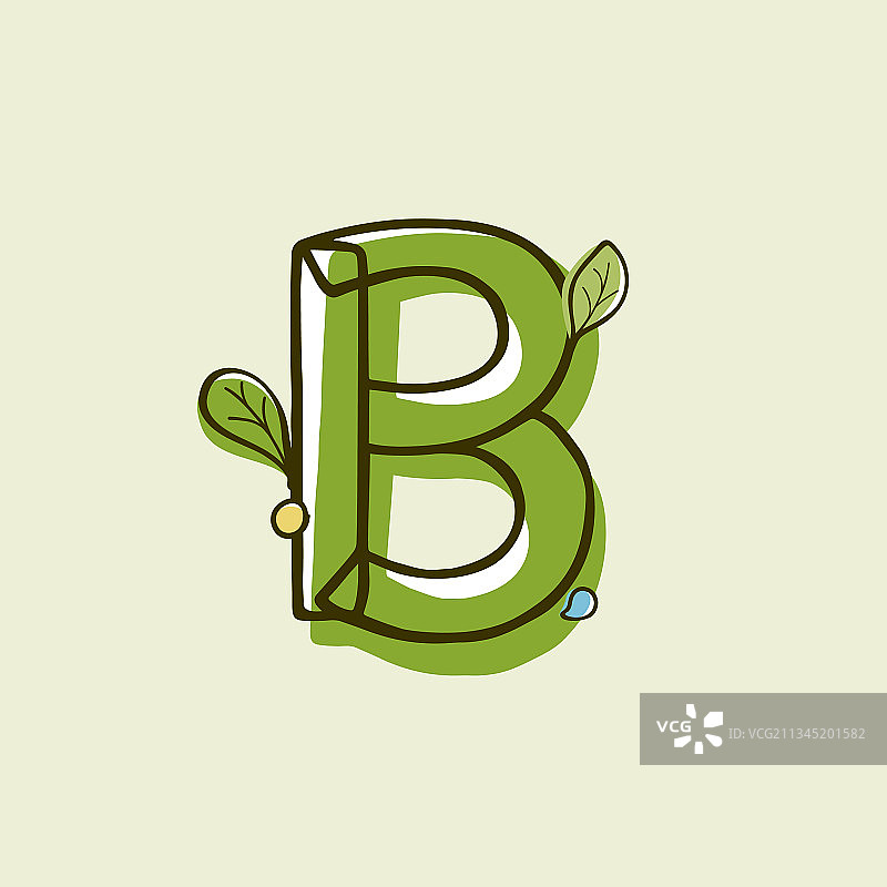手绘风格生态字母B标志图片素材