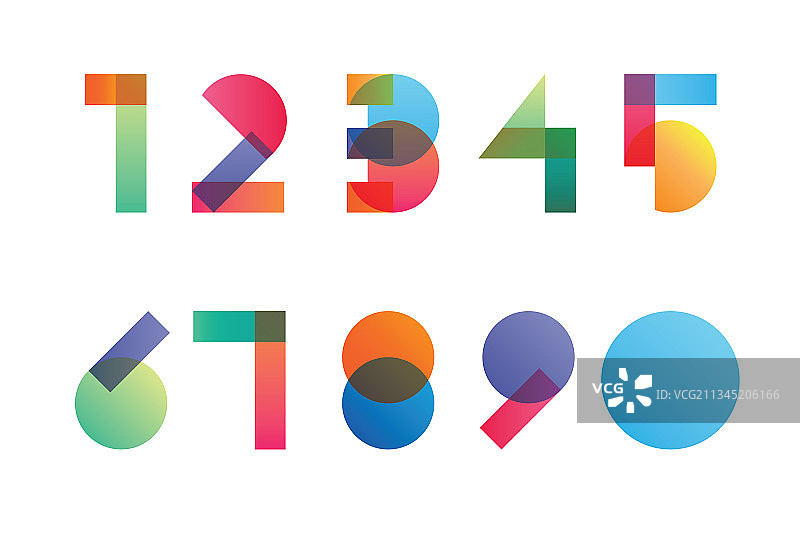 彩色渐变重叠透明形状图片素材