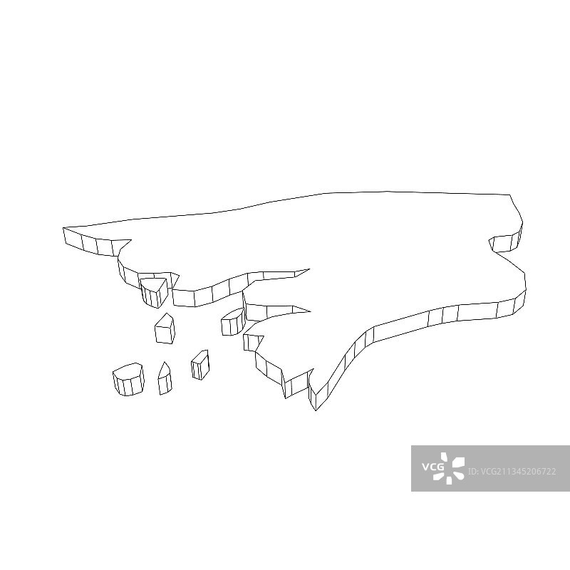 几内亚比绍 - 3D黑色细轮廓图片素材