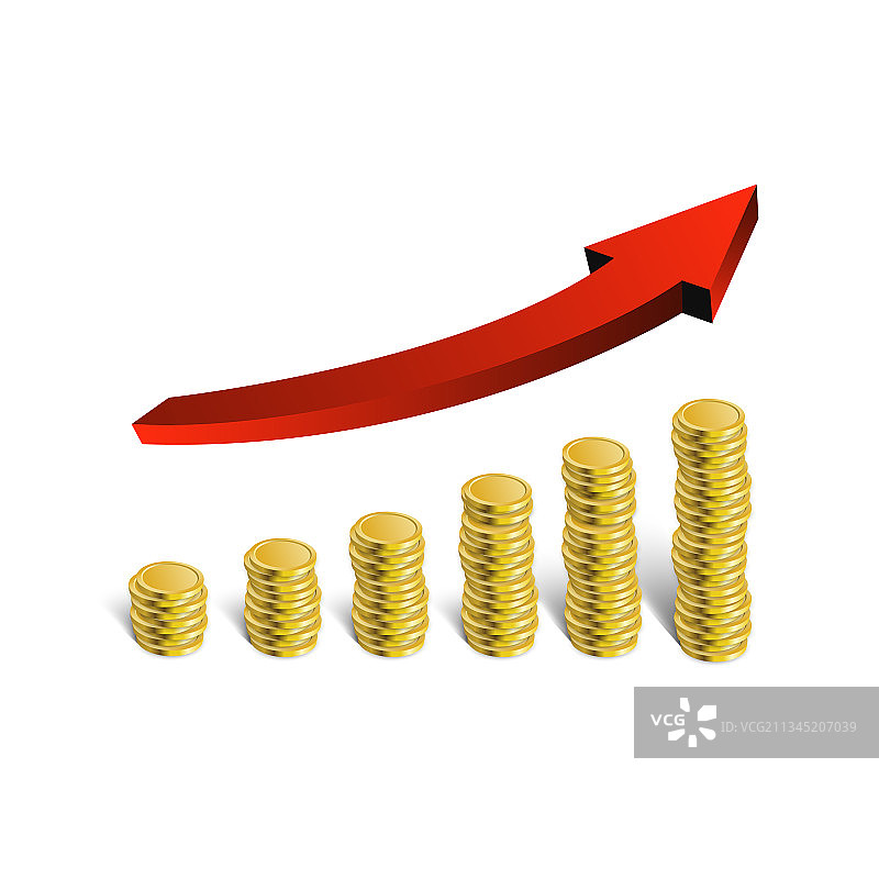 金融增长3D红色堆叠箭头图片素材