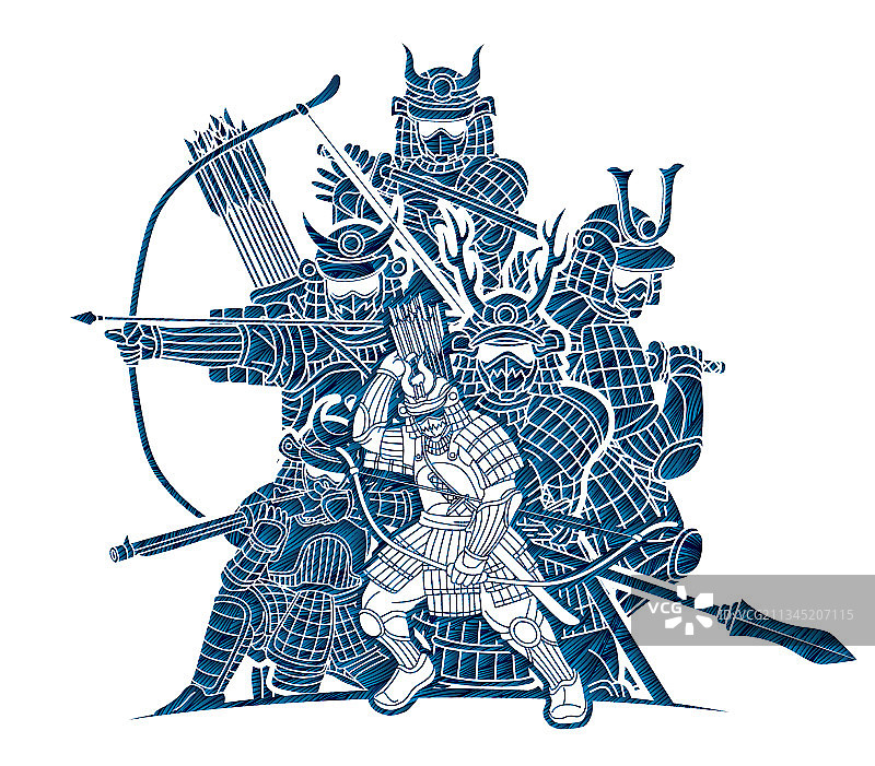 持武器的武士战士群像图片素材
