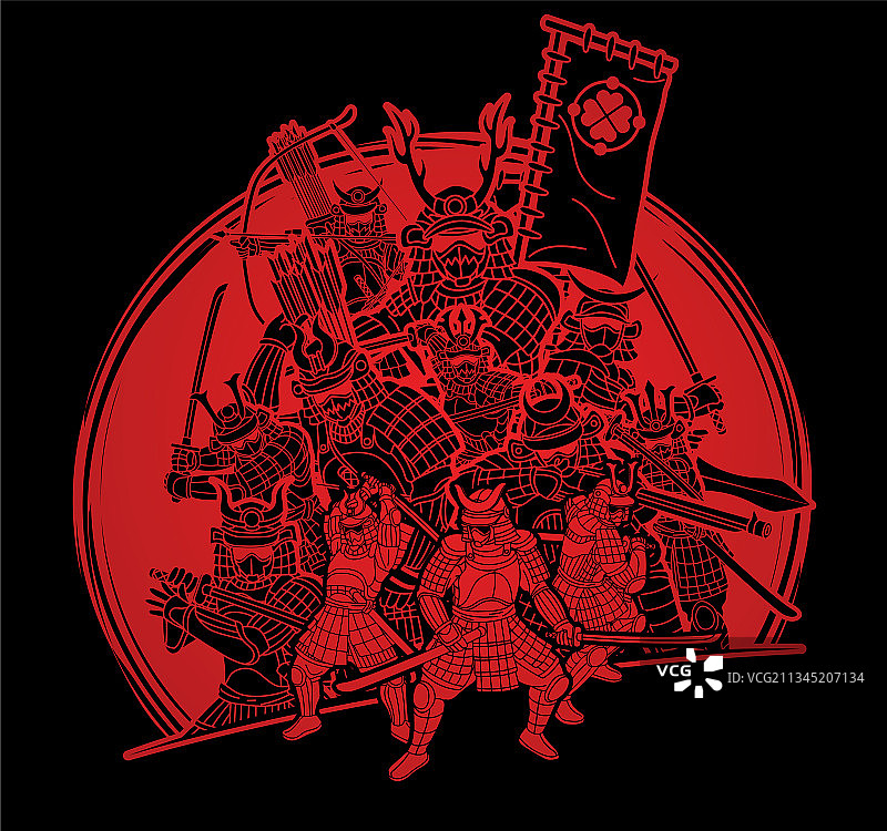 持武器的武士战士群像图片素材