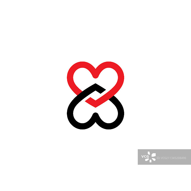 爱心连接logo简约设计图片素材