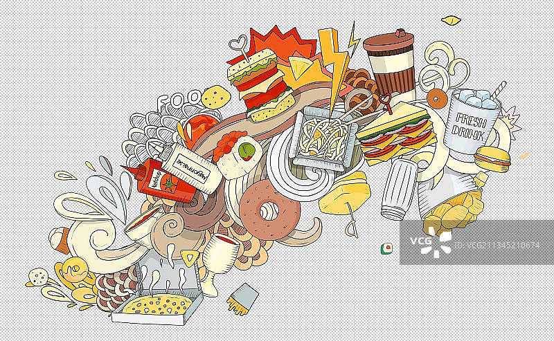 手绘卡通美味食物图片素材
