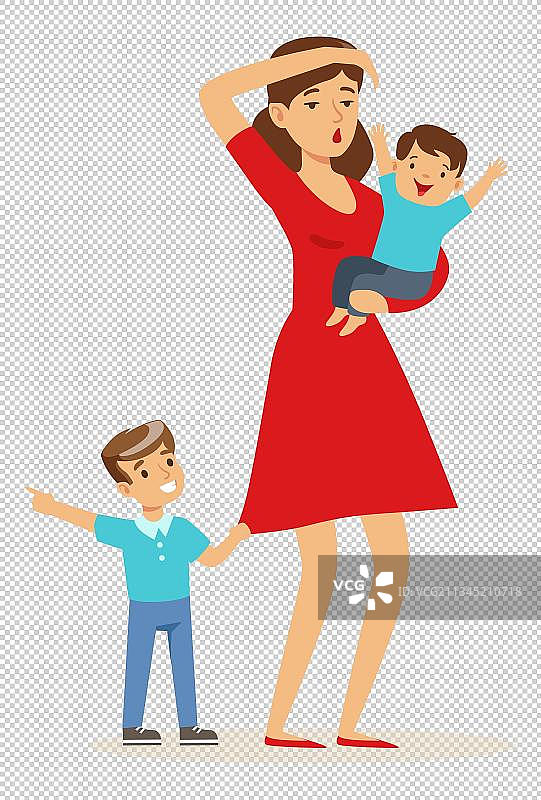 两个娃娃的妈妈免抠图图片素材