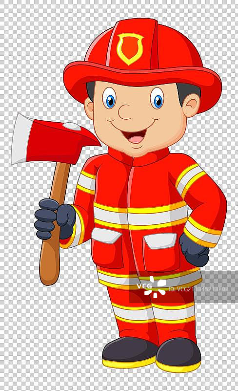 消防员手拿斧头插画图片素材