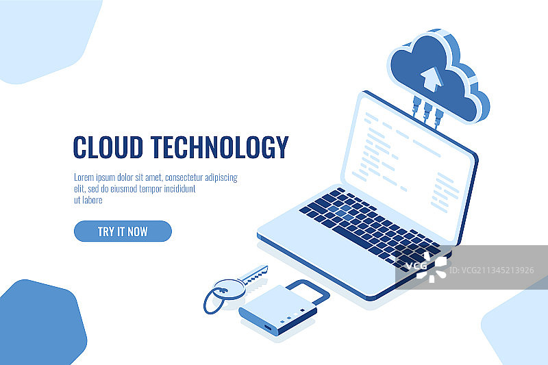 数据安全等距概念云存储图片素材