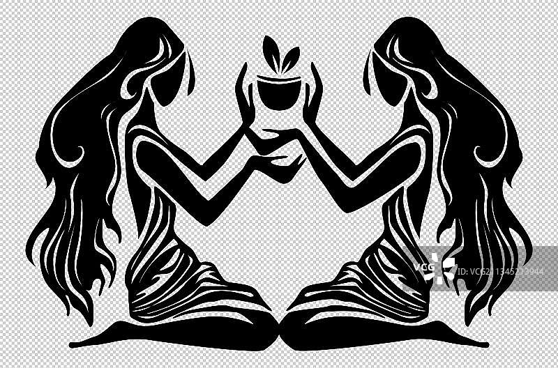 十二星座双子座插画图片素材