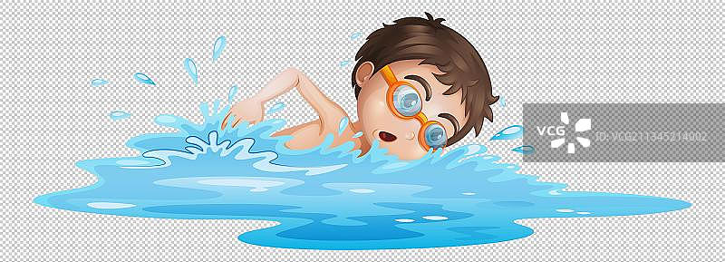 小男孩游泳图片素材