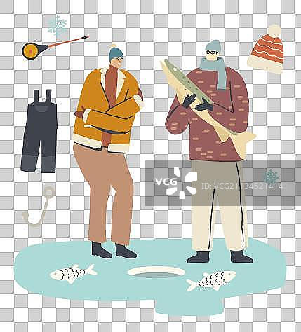 寒冷的冰钓卡通高清png免抠元素图片素材