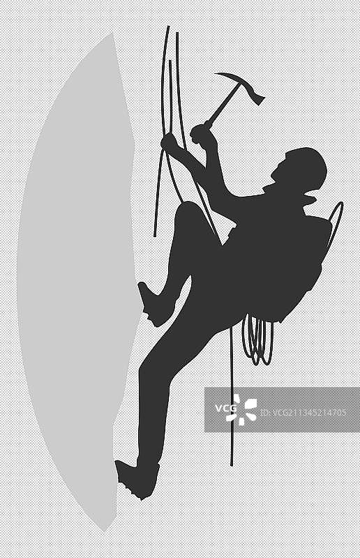 户外攀岩人物剪影图片素材