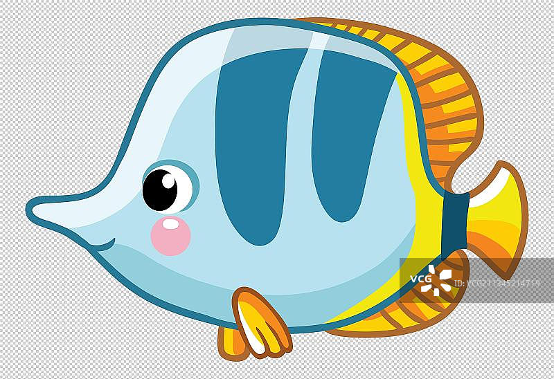蓝色小鱼卡通手绘图片素材
