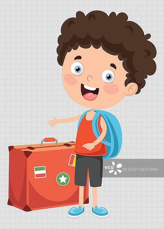 带行李的小孩卡通高清png免抠元素图片素材