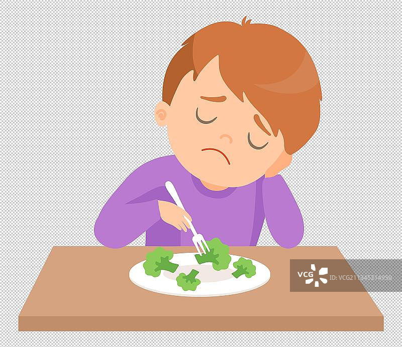 吃西蓝花卡通高清png免抠元素图片素材