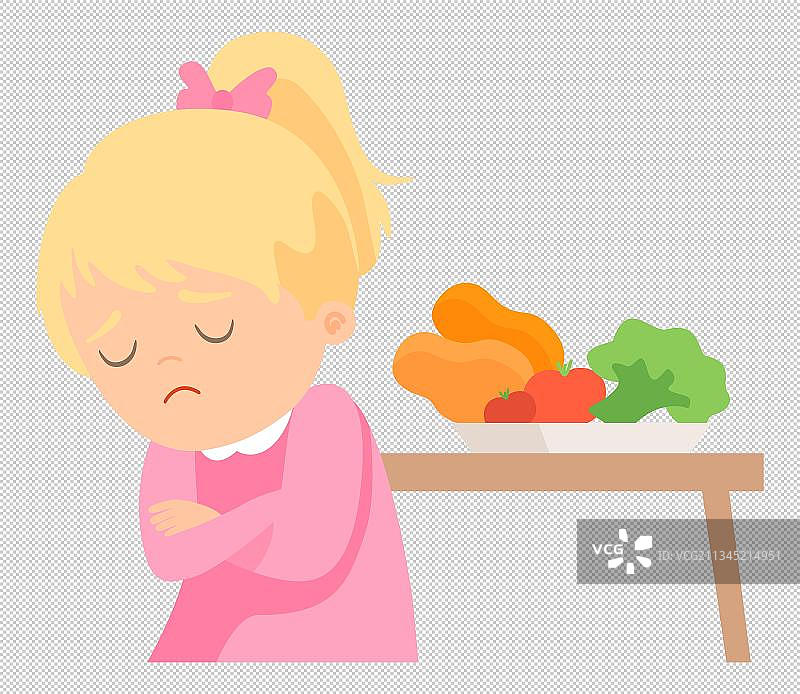 挑食的小女孩卡通高清png免抠元素图片素材