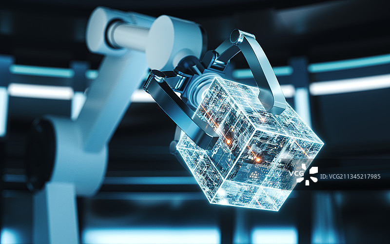 3D科技渲染科技AI机械臂智能制造概念图片素材