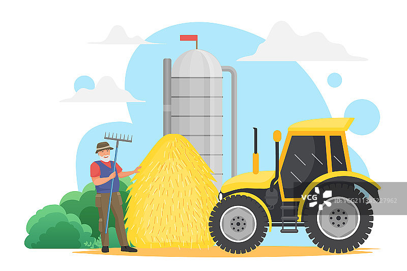 农民在乡村收获谷物图片素材