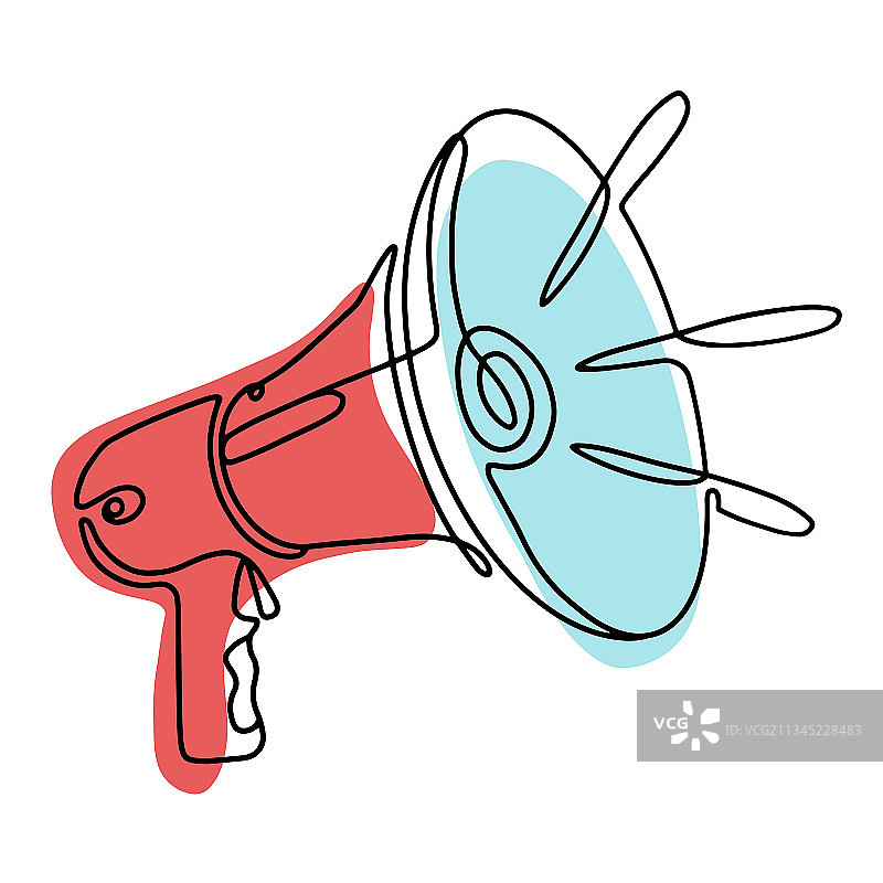 连续单线条艺术扩音器图片素材