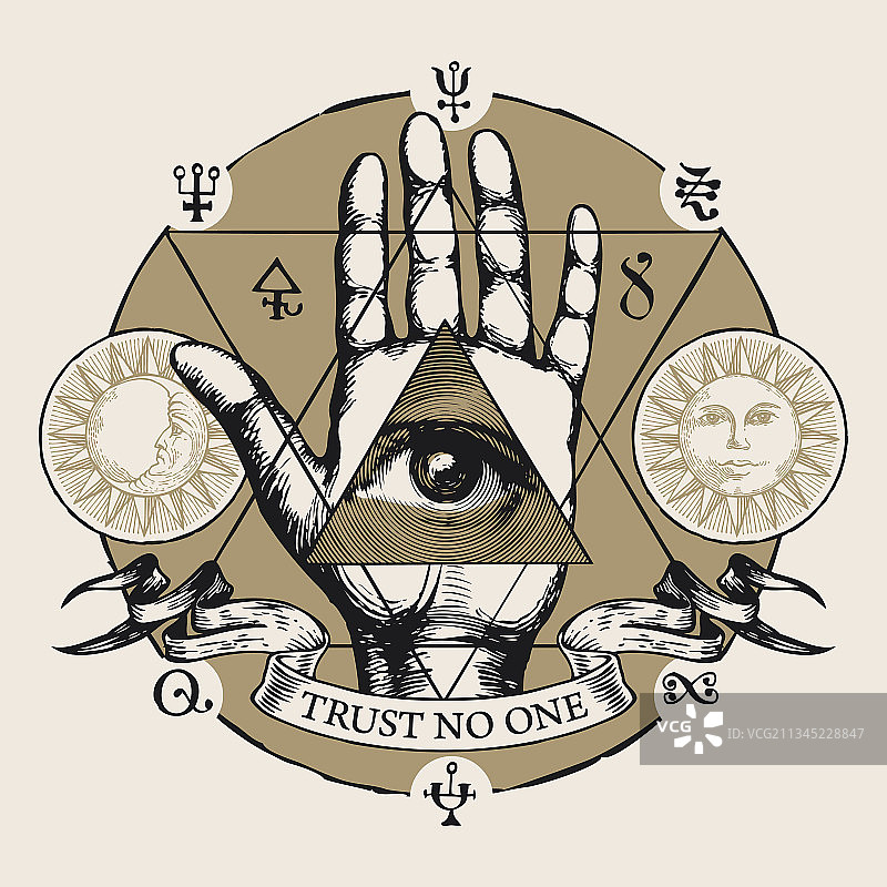 手掌上的全视之眼符号banner图片素材