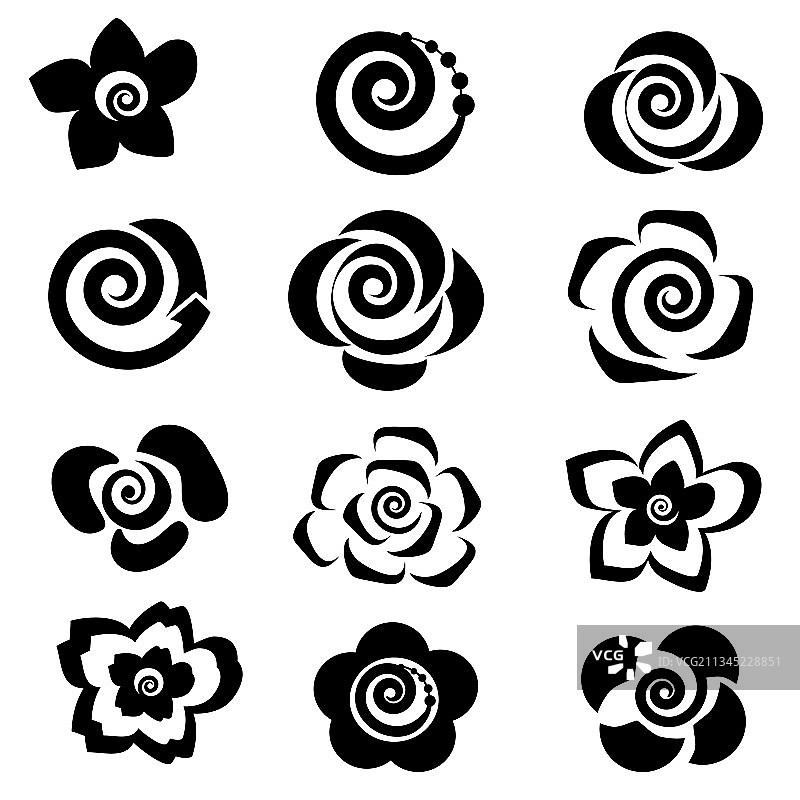 白色背景上的黑色花卉图案图片素材