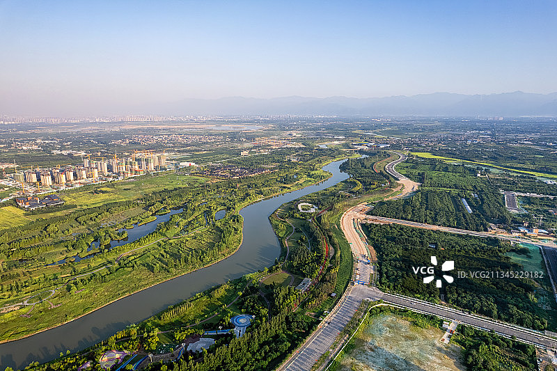 西安沣河生态区图片素材