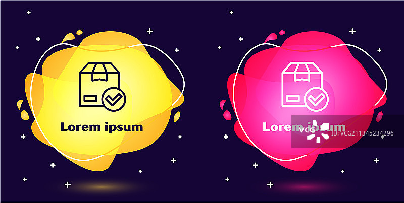 带复选标记图标的包装盒图片素材