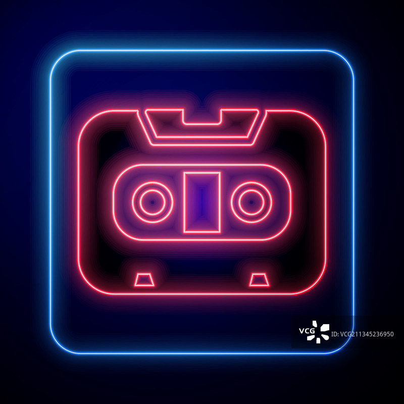 复古录音带霓虹灯图标图片素材