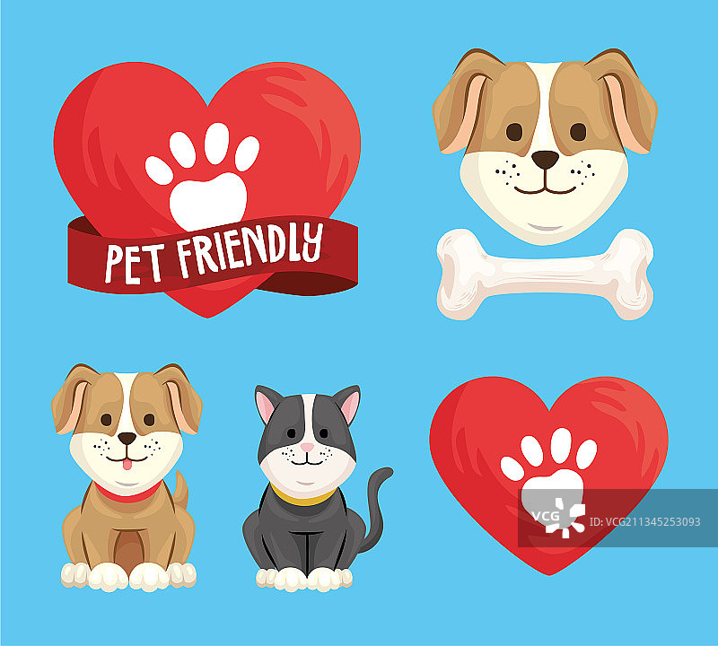 五个宠物友好图标图片素材