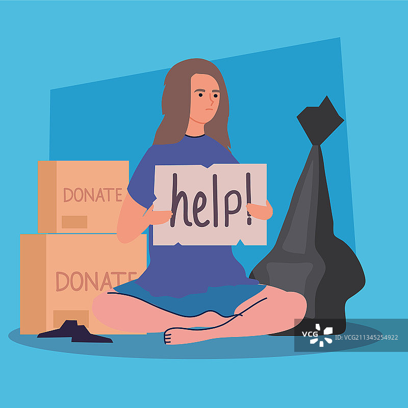 贴着标签的贫困妇女图片素材