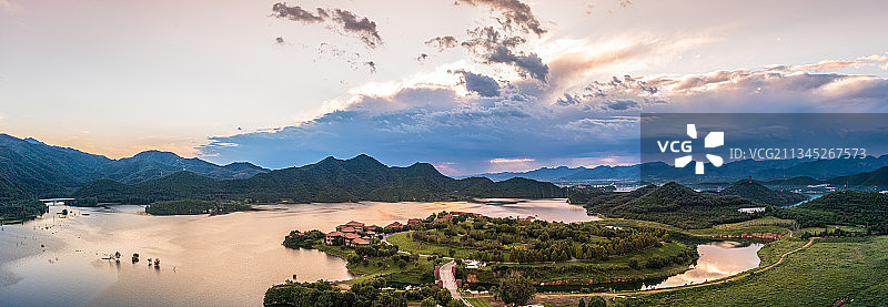 航拍北京平谷金海湖图片素材